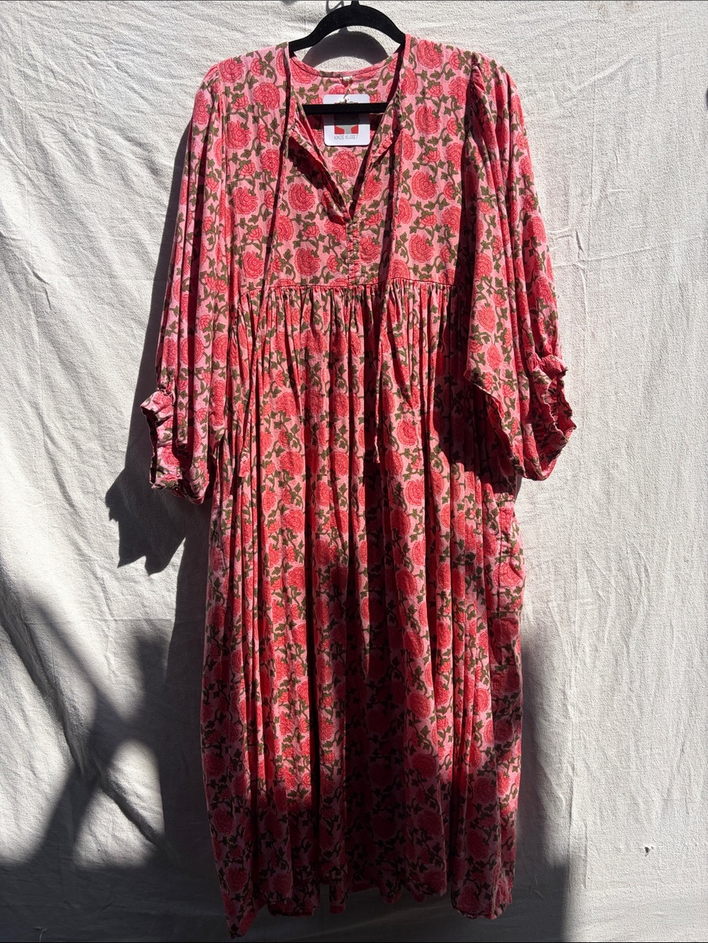 Floral Pink Boho Maxi Dress by
